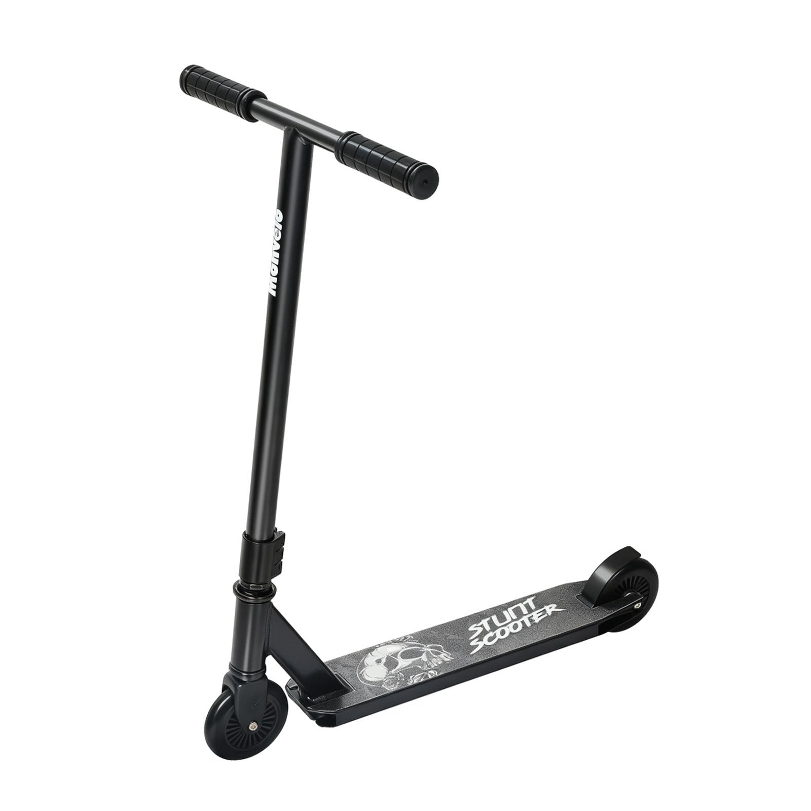 Black stunt scooter for kids with skull design deck — best kids scooter Australia buy online EcoBike
