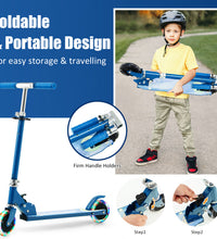 Blue kids scooter foldable portable design 2-step fold — electric scooter for kids Australia EcoBike
