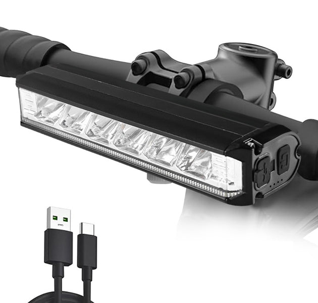 EcoBike 1800 Lumen LED bike light bar dimensions and lighting modes – Low Beam, High Beam, Flash and Daytime Running Light – front bicycle light Australia
