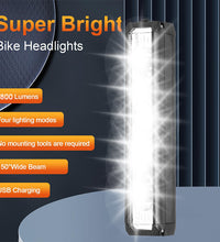 EcoBike 1800 Lumen front bike light close-up showing Type-C charging port, aluminium housing and German anti-glare beam – LED rechargeable bicycle light