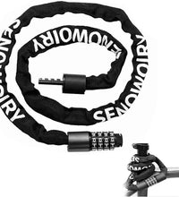 EcoBike 5-digit chain bike lock usage on mountain bike frame and handlebar — best bike chain lock Australia EcoBike
