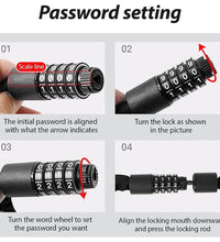 EcoBike 5-digit chain lock 100cm product size diagram with 2cm combination lock head — chain bike lock Australia
