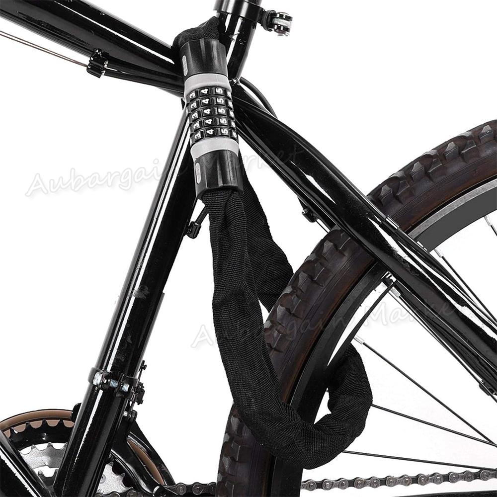 EcoBike 5-digit combination chain bike lock on black bicycle frame — bike chain lock Australia EcoBike
