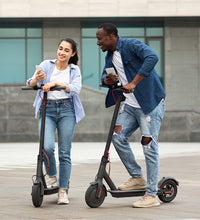 EcoBike 500W black adult electric scooter standing and folded views — best electric scooter Australia EcoBike
