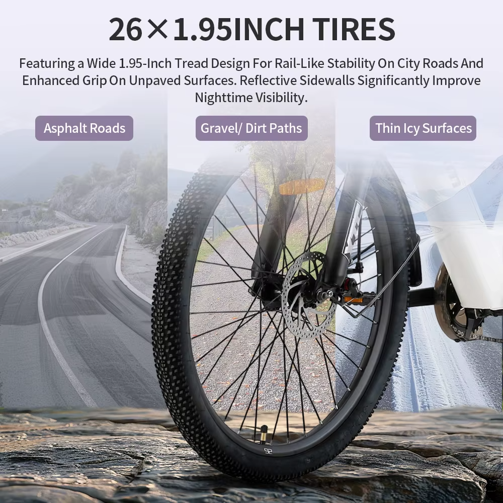 EcoBike Breeze 26 inch city electric bike tyres asphalt gravel Australia — buy electric bike online EcoBike free shipping