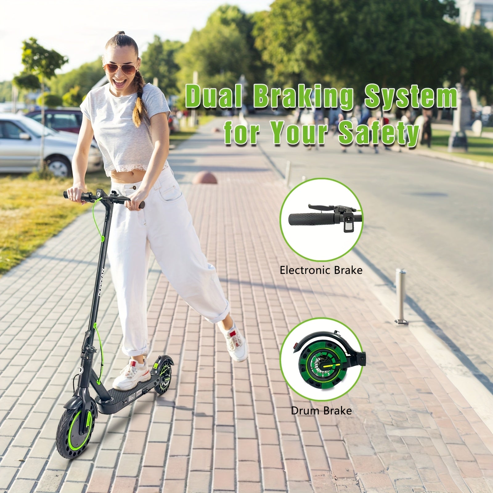 EcoBike F20MAX folding adult electric scooter with app control black green — folding electric scooter Australia EcoBike

