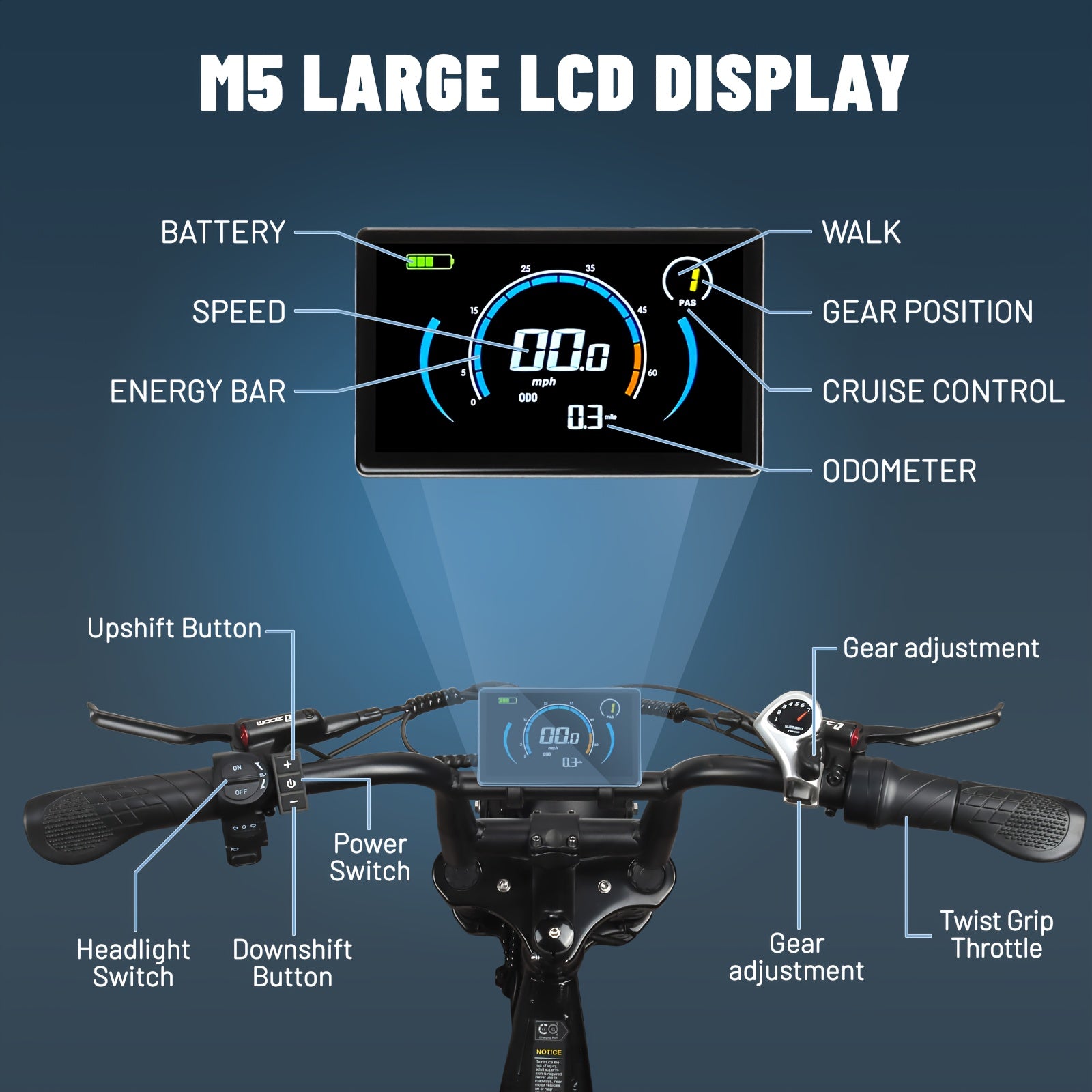EcoBike Maverick M5 LCD display cruise control odometer electric bike Australia — best electric bike