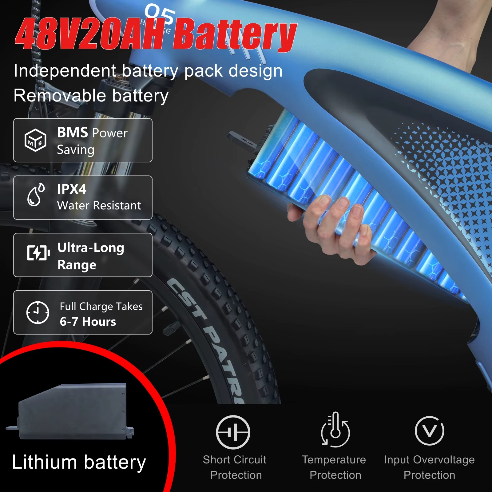 EcoBike Predator 2000W electric mountain bike Australia silver CST Patrol tyres — buy best electric mountain bike online EcoBike free shipping