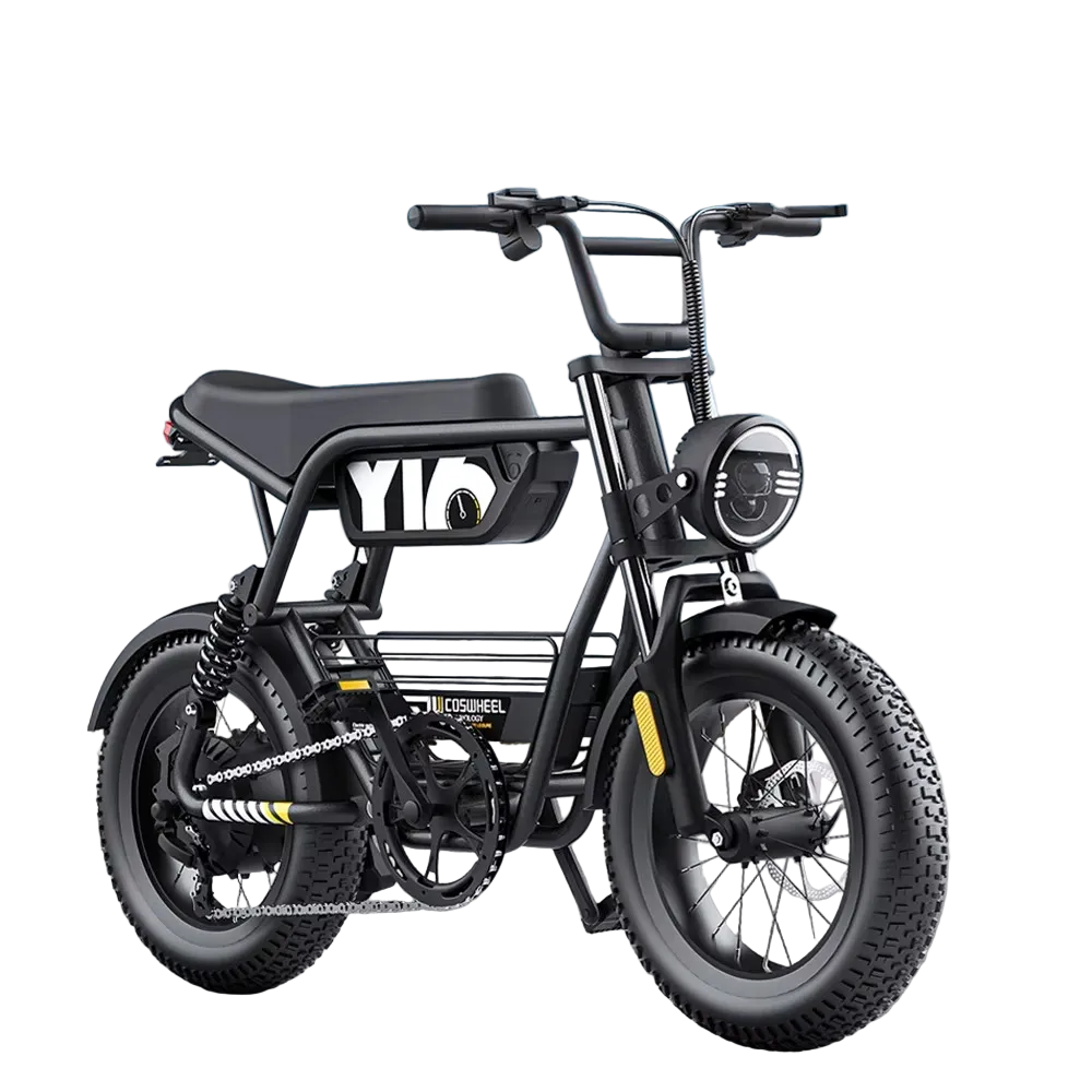 EcoBike Ranger fat tyre electric bike safety lighting — round LED headlight, brakelight indicator and reflective stripe for maximum visibility — fat tyre e-bike safety lights Australia