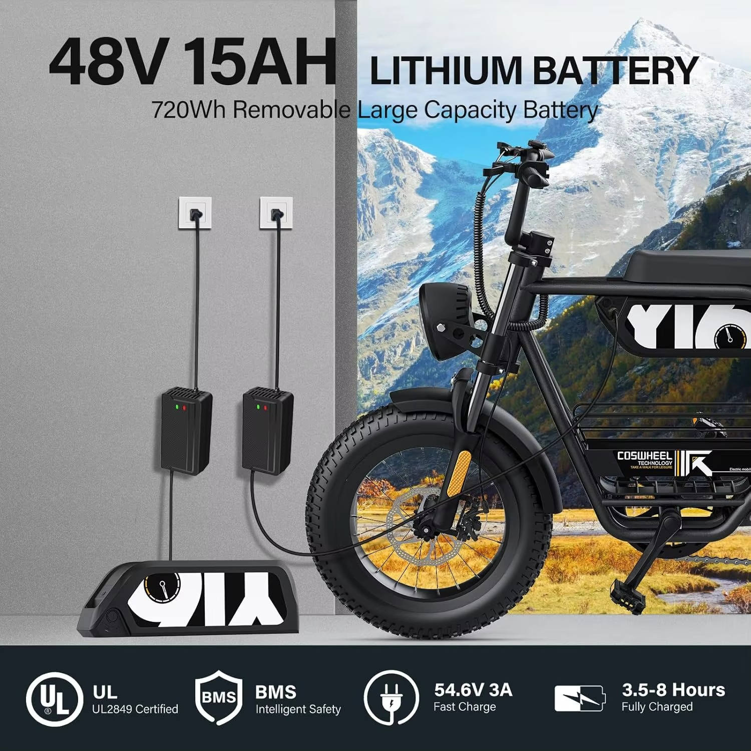 EcoBike Ranger rear double spiral air shock absorber — 180mm travel, adjustable damping suspension for smooth comfortable riding — fat tyre electric bike suspension Australia