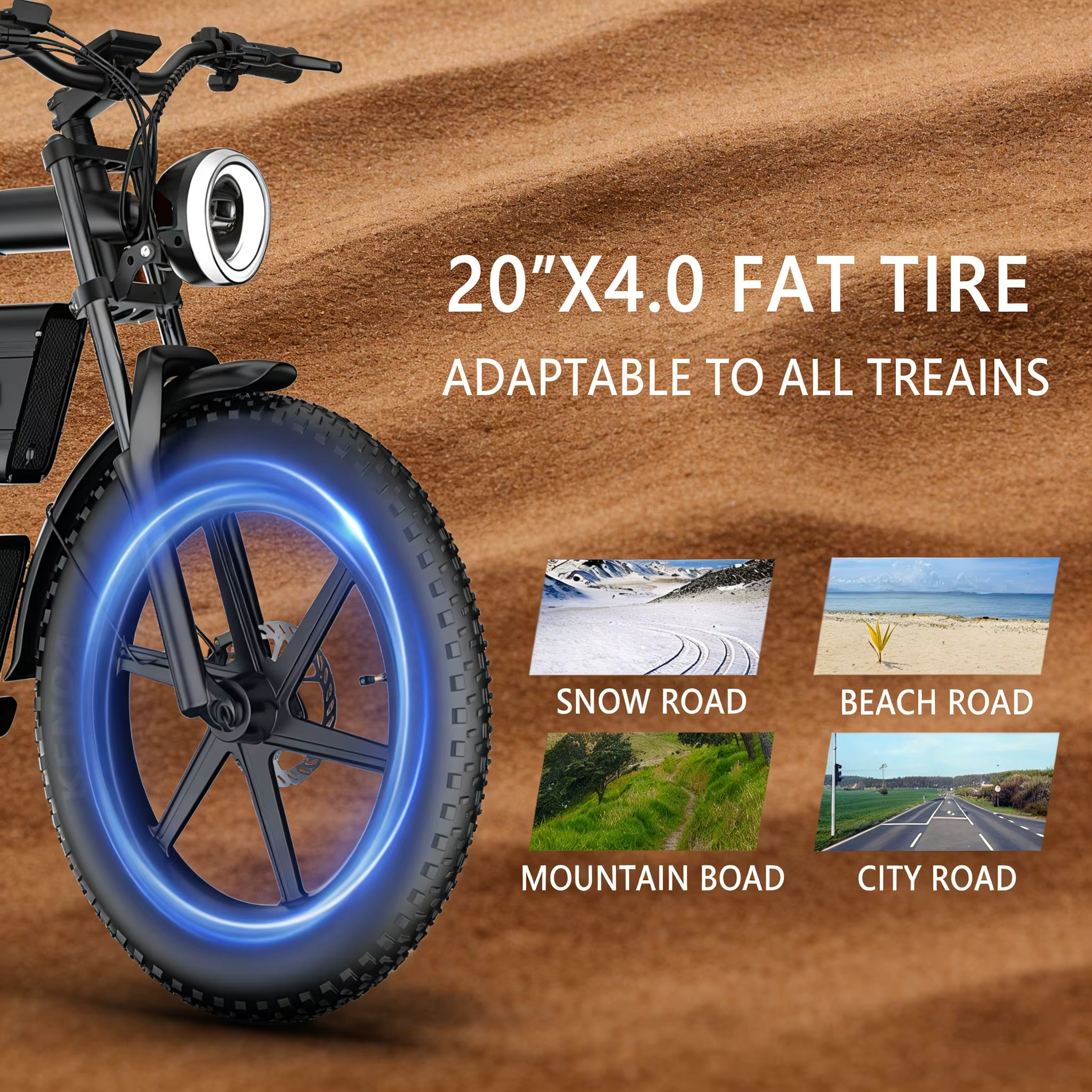 EcoBike S4 fat tyre electric bike black full side view — 60V 40AH dual detachable battery, moto-style frame, 20x4.0 all-terrain fat tyres, NFC display — best fat tyre electric bike Australia