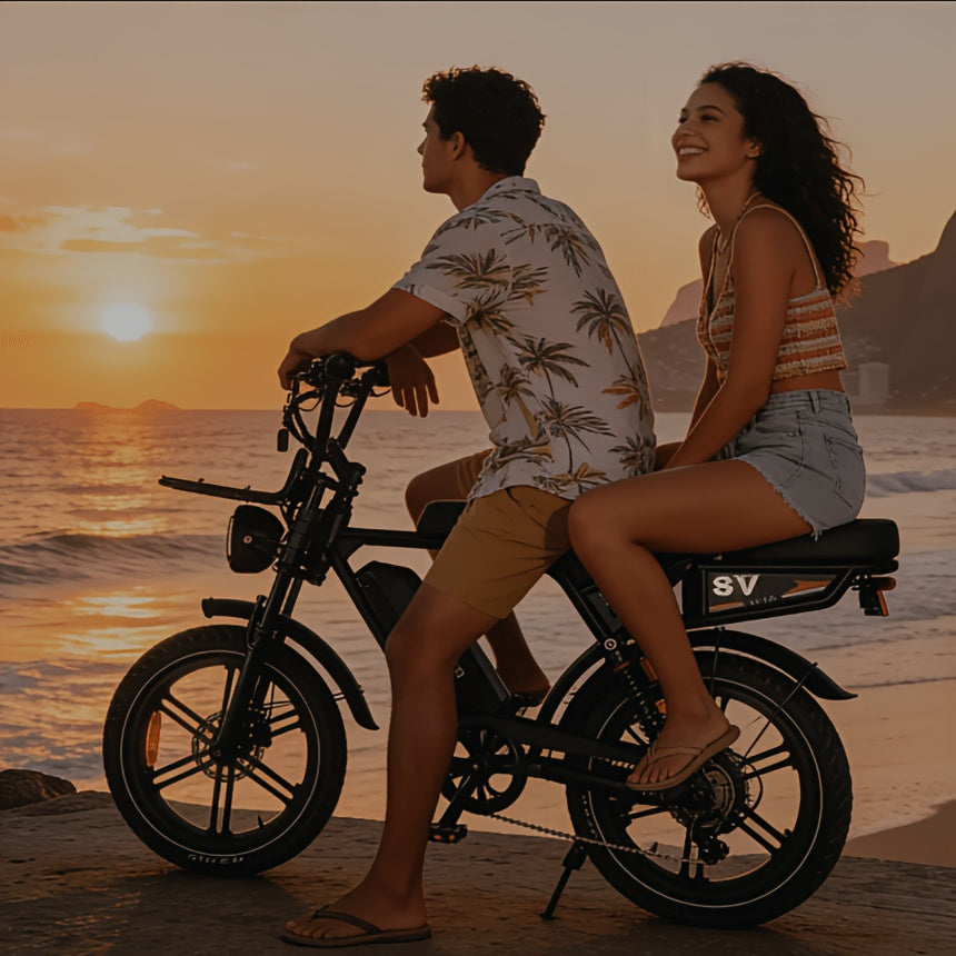 EcoBike Striker 2-seater electric bike couple beach Australia — buy electric bike online free shipping EcoBike