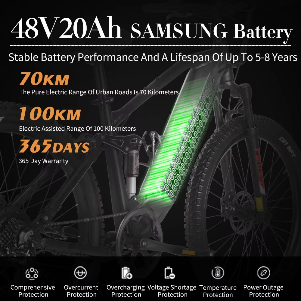 EcoBike Viper 48V 20Ah Samsung dual battery 100km range electric mountain bike Australia — long range e mountain bike buy online
