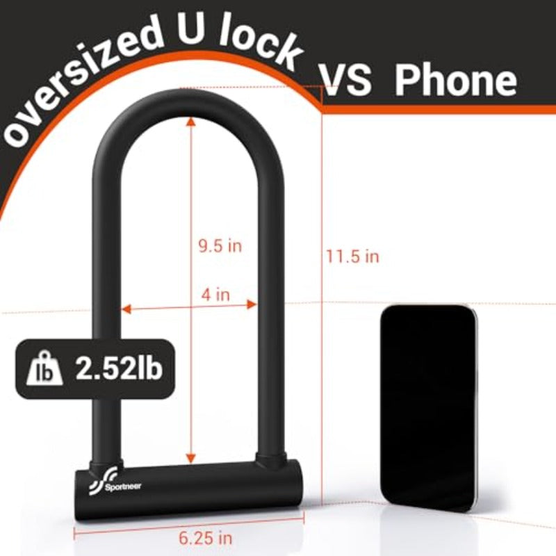 EcoBike bike U-lock securing mountain bike to tree frame and wheel usage shots — buy d lock bike Australia EcoBike
