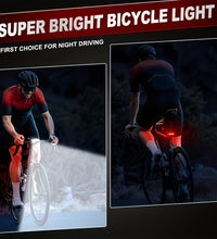 EcoBike bike light set showing 6 front light modes and 4 rear light modes — Strong Floodlight Spotlight Strobe and Breathing Flash front — Constant Cyclic Flashing rear — bike lights Australia