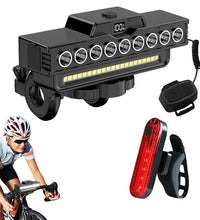 EcoBike complete front and rear bike light set with wireless remote, red rear light and dual USB charging cables — rechargeable LED bicycle lights for mountain road and e-bike Australia