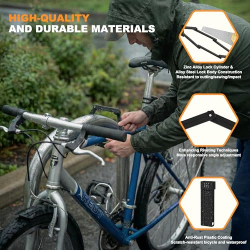 EcoBike folding bike lock dimensions 72cm open 14.5x5cm folded 6.3mm plate 400g — foldable bike lock Australia
