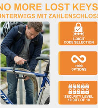 EcoBike folding bike lock open unfolded view black 3-digit combo lock head — collapsible bike lock Australia EcoBike
