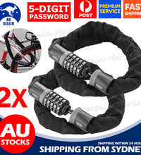 EcoBike heavy duty 5-digit chain bike lock 2 pack AU stock ships Sydney — best bike chain lock Australia
