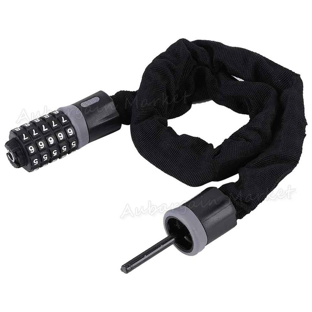 EcoBike heavy duty 5-digit chain bike lock full view fabric sleeve black — bike locks australia EcoBike
