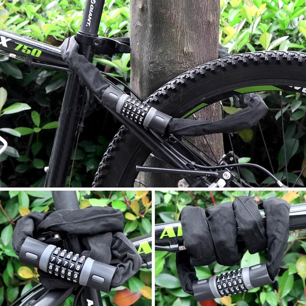 EcoBike heavy duty chain bike lock secured around mountain bike and tree — heavy duty bike lock Australia EcoBike
