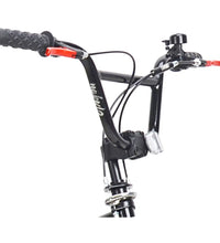 Nebula freestyle BMX bike red frame and saddle close up with Nebula logo — boys BMX bikes Australia EcoBike
