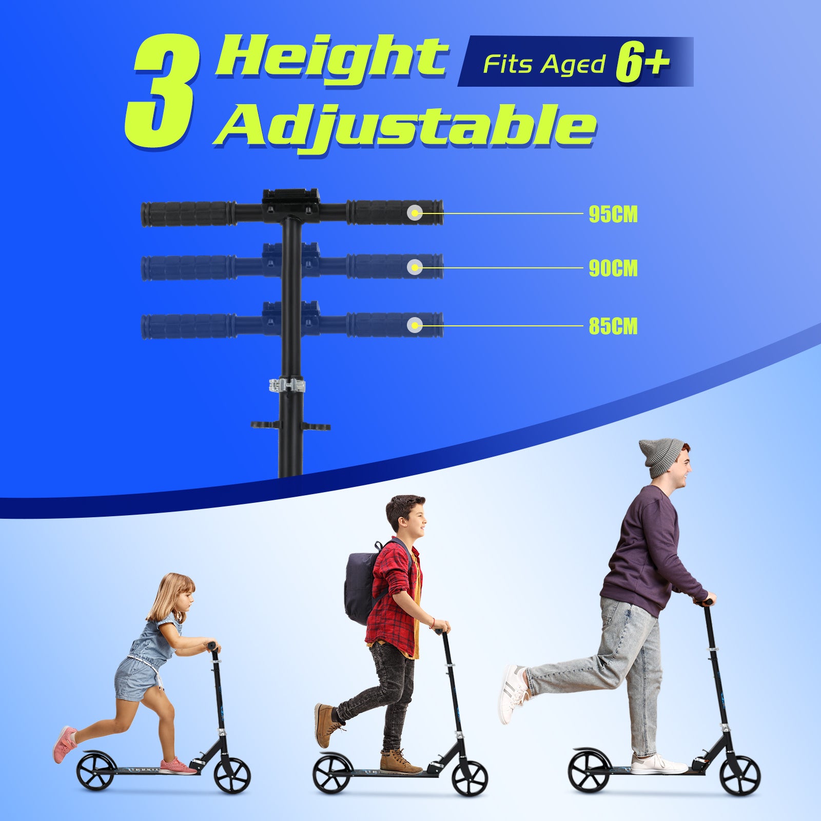 Blue kids scooter foldable portable design 2-step fold — electric scooter for kids Australia EcoBike
