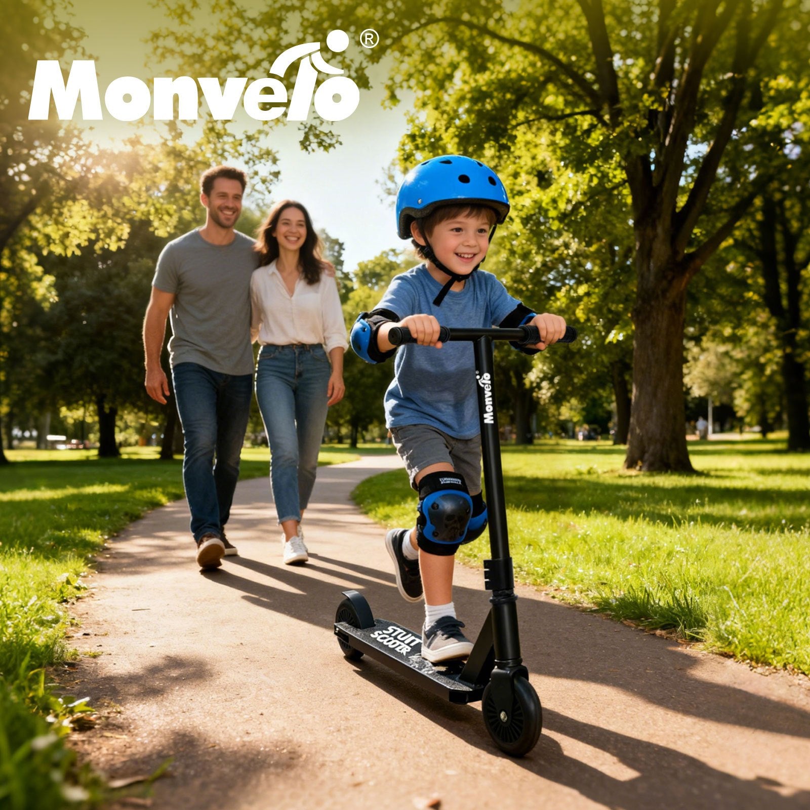 Black stunt scooter for kids with skull design deck — best kids scooter Australia buy online EcoBike

