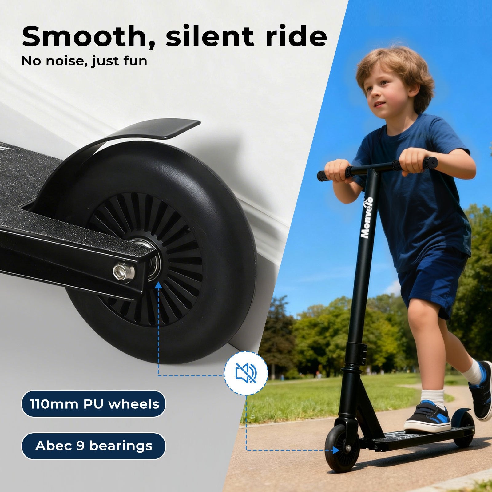 Black stunt scooter for kids with skull design deck — best kids scooter Australia buy online EcoBike

