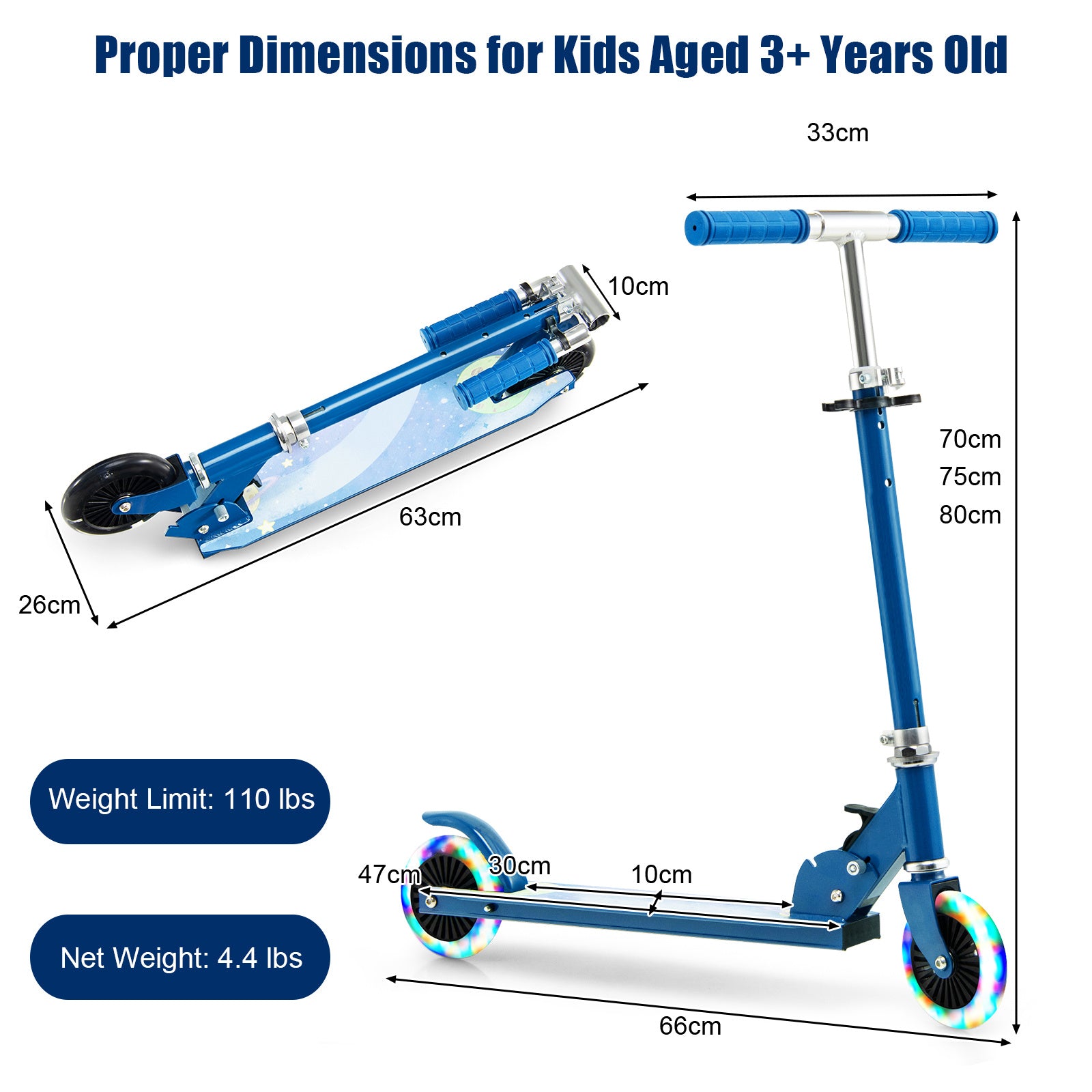 Two kids riding blue and pink scooters with LED light wheels — kids electric scooters Australia EcoBike
