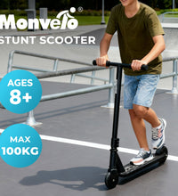 Black stunt scooter for kids with skull design deck — best kids scooter Australia buy online EcoBike

